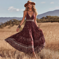 Women's Retro Western Paisley Print Maxi Dress elevenforest
