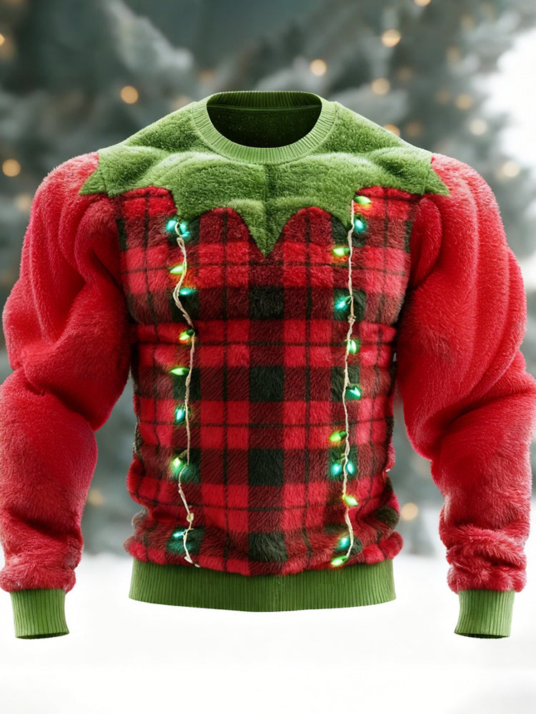 Comstylish Christmas Lights Design Men's Flannel Sweater
