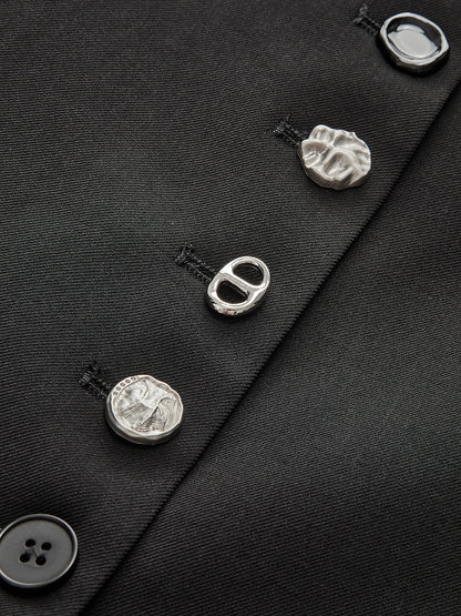 Crew Neck Irregular-button Vest