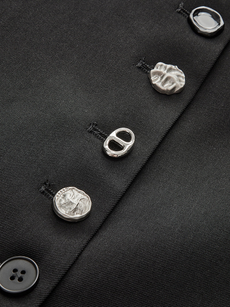 Crew Neck Irregular-button Vest