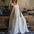 Vintage Lace Boho Crew Neck Maxi Dress elevenforest