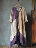 Vintage Lace Patchwork Linen Women's Long Dress elevenforest