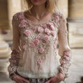 Bohemian Rose Vintage Long-sleeve Top elevenforest
