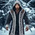 Men's Viking Tribal Jacquard Celtic Style Knitted Hooded Sweater elevenforest