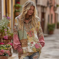Women's Bohemian Floral And Rose Patchwork Cozy Warm Hoodie elevenforest