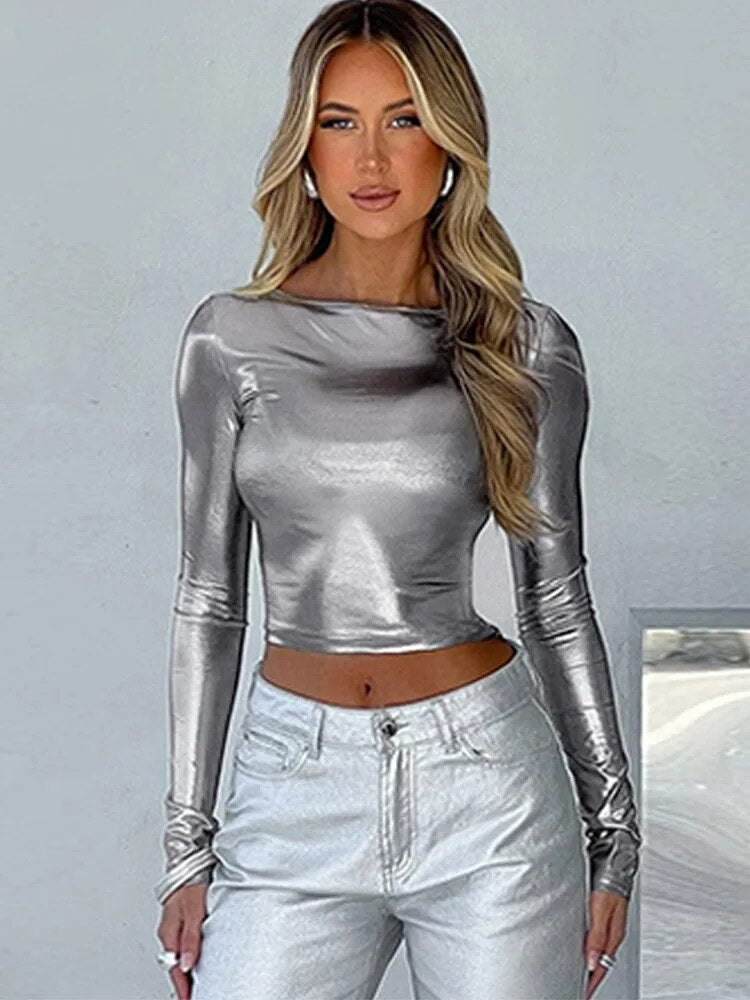 Spring Autumn Long Sleeve Party Club Crop Tops T Shirts Tees Items for Business