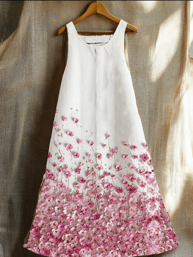 Sleeveless Pink Three-dimensional Floral Long Dress elevenforest