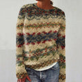 Women's Retro Multicolor Striped Pattern Sweater elevenforest