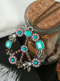 Comstylish Retro Bohemian Style Flower Pearl Peace Sign Necklace