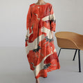 Vintage Feihe Round Neck Long Sleeve Midi Dress elevenforest