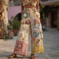 Women's Retro Colorful Rose Stitching Casual Pants elevenforest