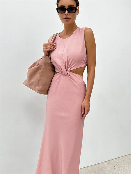 Tossy Patchwork Maxi Dress for Twist Summer Slim High Waist Hollow Out Party Looks Female Long Dress New