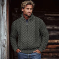 Men's Super Soft Honeycomb Zipper Aran Sweater elevenforest