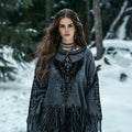 Women's Tribal Viking Runes Bird Graphics Embroidery Tassel Art Knit Sweater elevenforest