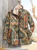 Women's Vintage Ethnic Pattern Art Print Casual Quilted Cardigan