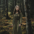 Vintage Viking Tribal Celtic Knot Patterns Crew Neck Mixi Dress elevenforest