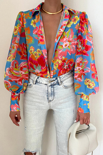 Patchwork Turndown Collar Tops