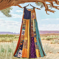 Vintage Bohemian Floral Patchwork Art Linen Tank Dress elevenforest