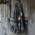 Women's Vintage Geometric Patchwork Art Linen Vest Dress elevenforest