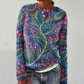 Vintage Embroidered Floral Print Crew Neck Sweater elevenforest