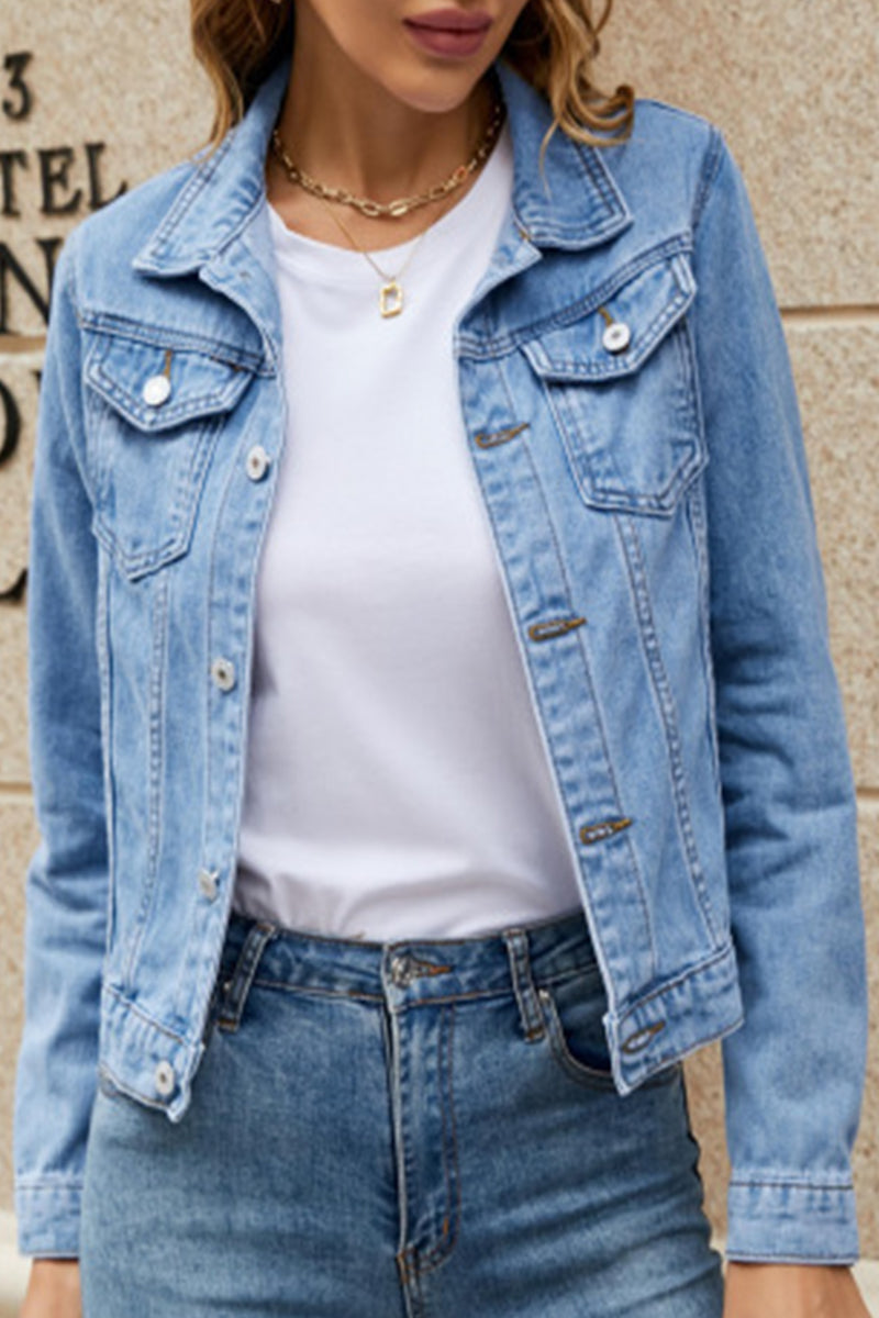 Street Patchwork Turndown Collar Outerwear