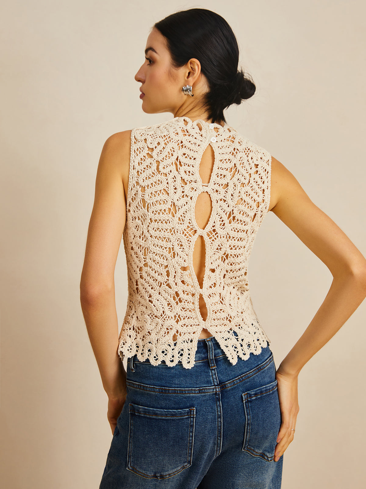 Crochet Hollow Out Sweater Vest