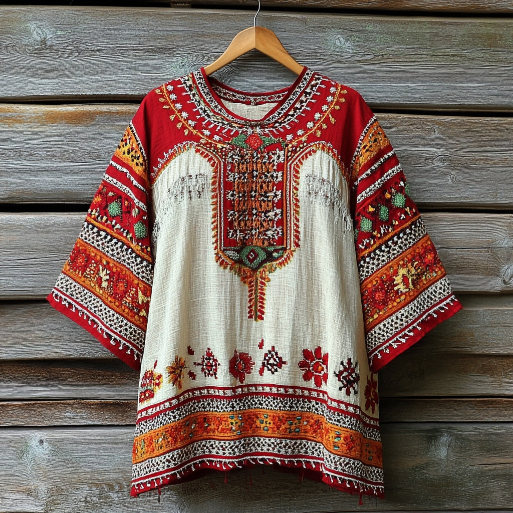 Women's Greenland Embroidery Ethnic Style Flower T-shirt elevenforest