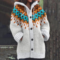 Vintage Color Block Jacquard Button Down Cozy Sweater elevenforest