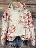Plum Blossom Embroidered Art Vintage Cozy Hoodie elevenforest