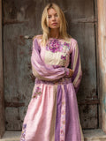 Boho Floral Pattern Women's Linen Midi Dress elevenforest