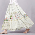 Vintage Floral Cat Lace Patchwork Art Flowy Wide Skirt