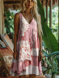 Boho Lace Floral Patchwork Women's Linen Vest Dress elevenforest