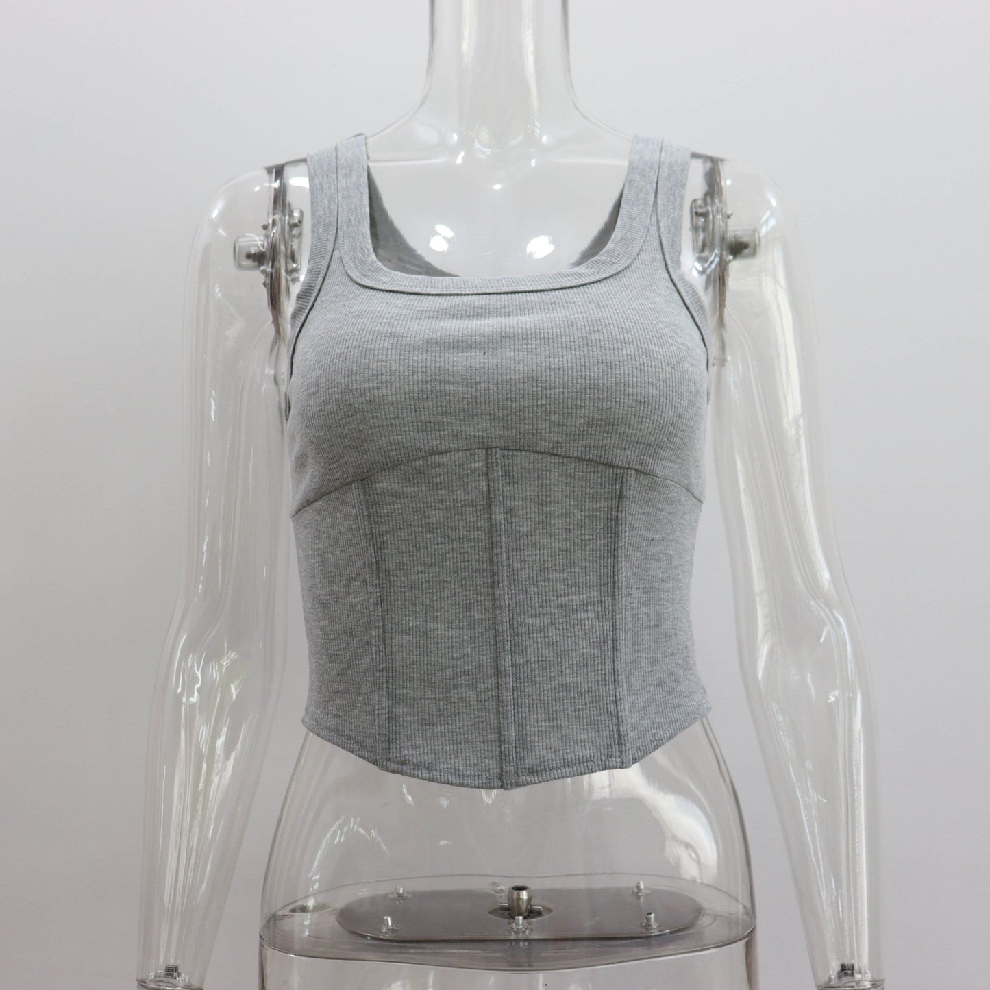 Rib U Neck Short Cropped Tank Top Waist Short Top for Summer Boning Corset Corset