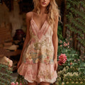 Women's Oil Painting Water Lily Inspired Comfy Camisole Dress elevenforest