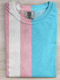 Comstylish Trans Flag Colorblock Short Sleeve T Shirt