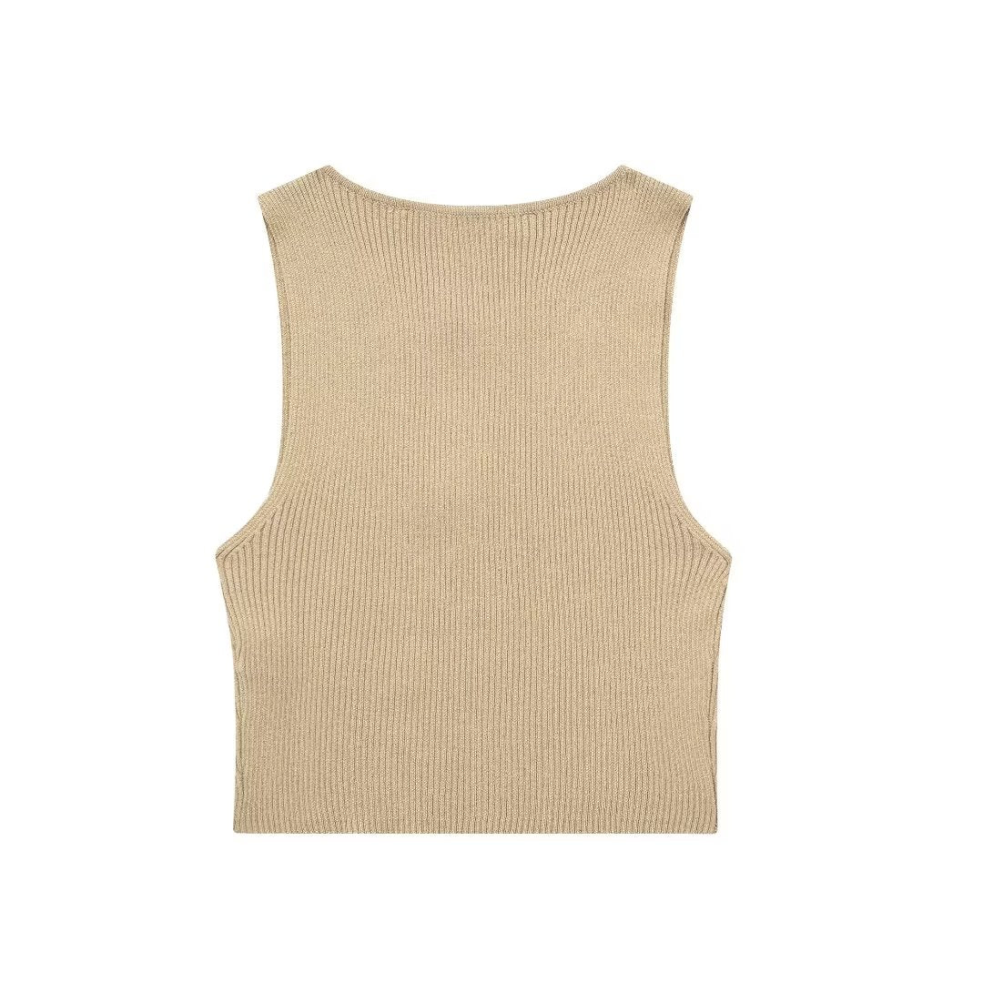Autumn All Match Metal Thread Knitted Midi Skirt Knit Blouse