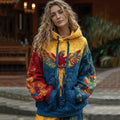 Women's Venezuelan Parrot Traditional Floral Contrast Hoodie elevenforest