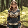 Vintage Contrast Jacquard V-neck Knit Sweater elevenforest