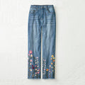 Retro Wildflower Embroidered Art Inspiration Design Jeans elevenforest