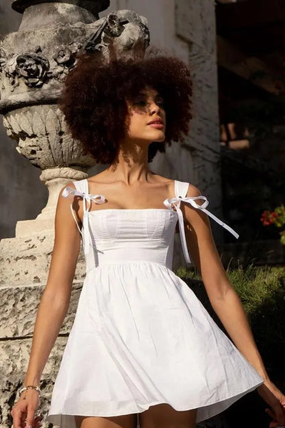 Kayla Bowknot Shoulder Straps Mini Dress