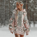 Women's Floral Celtic Knot Midi Sweater Dress