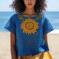 Vintage Sunflower Art Cotton Linen Comfy Shirt elevenforest