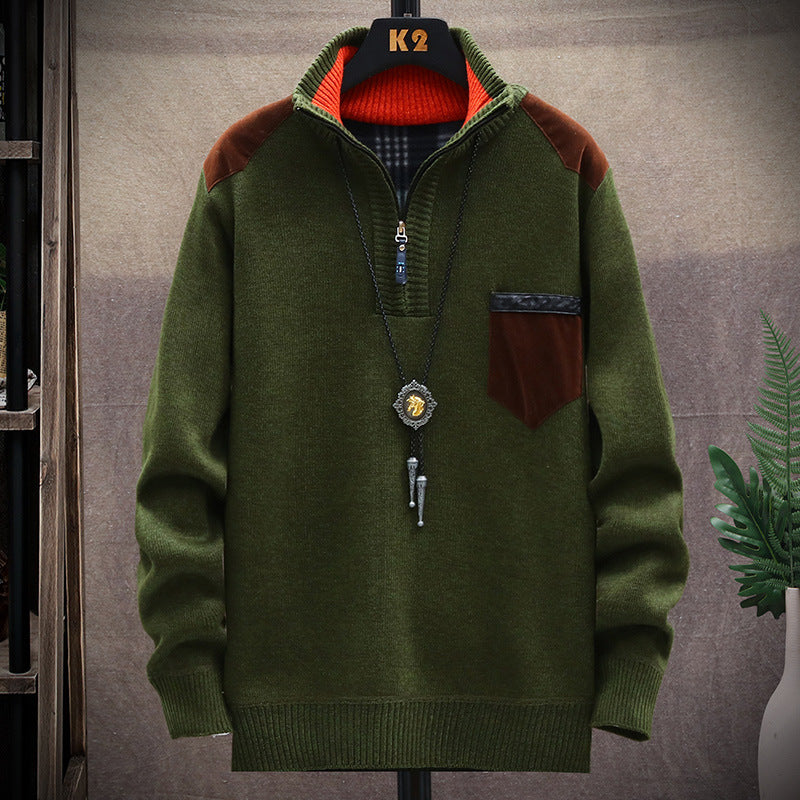 Men's Vintage Knitted Stand Collar Sweater elevenforest