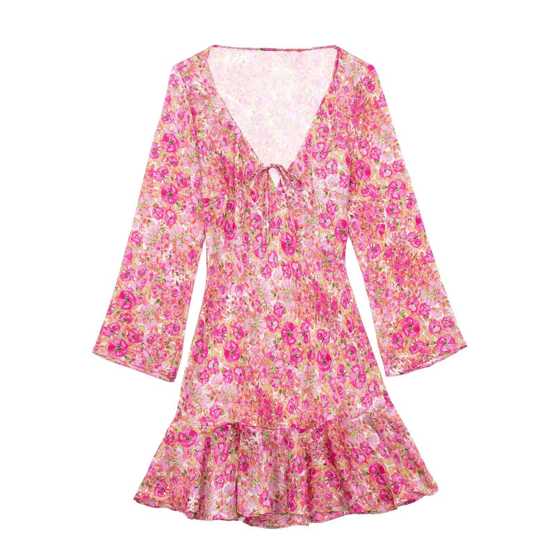 ’s Printed Waist Controlled Slimming Cardigan Beach Dress – Vacation Ready
