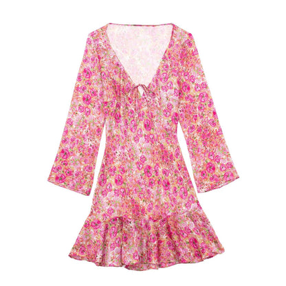 ’s Printed Waist Controlled Slimming Cardigan Beach Dress – Vacation Ready