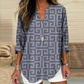 Comstylish Women's Greek Geometric Art Linen Blend Cozy Tunic