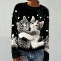 Comstylish Women's Cute Cat Pattern Cozy Knit Sweater
