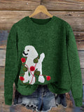 Comstylish Funny Christmas Poodle Dog Embroidered Cozy Sweater