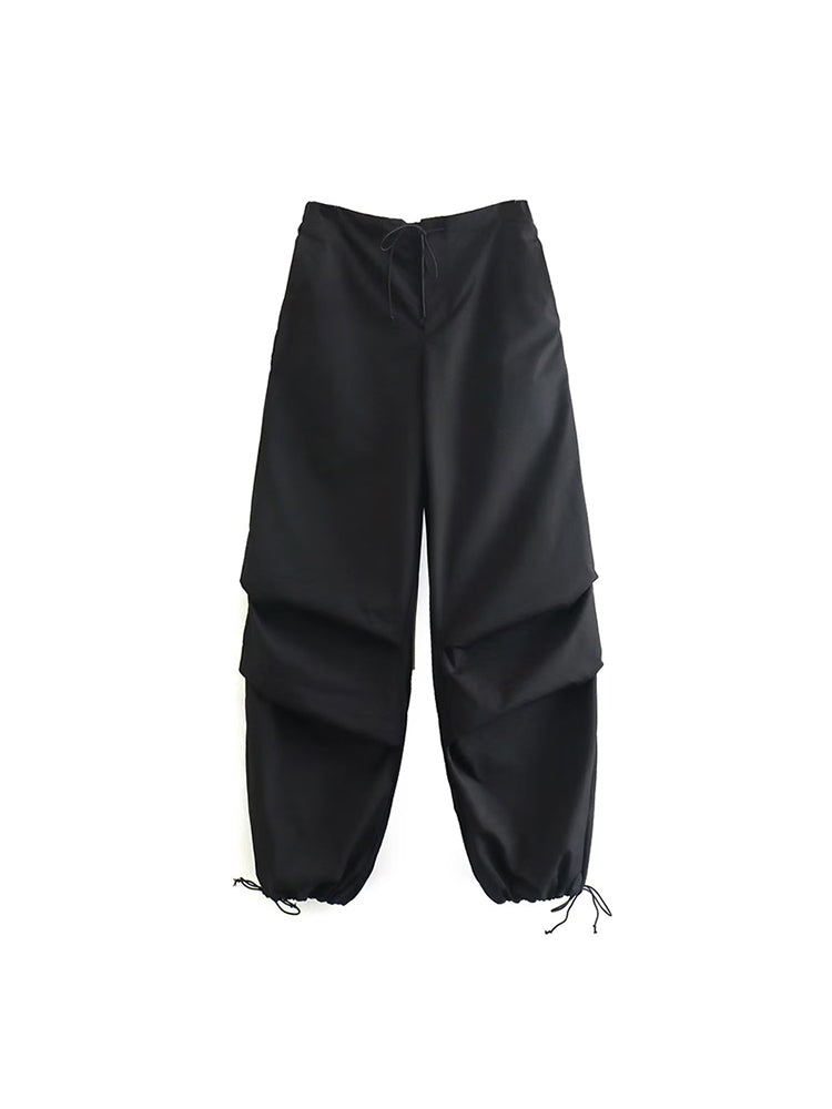 Parachute Cargo Pants Jogging Trousers High Elastic Waist Female Lady Boot Cut