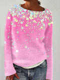 Shiny Sequined Cozy Pink Knit Sweater elevenforest